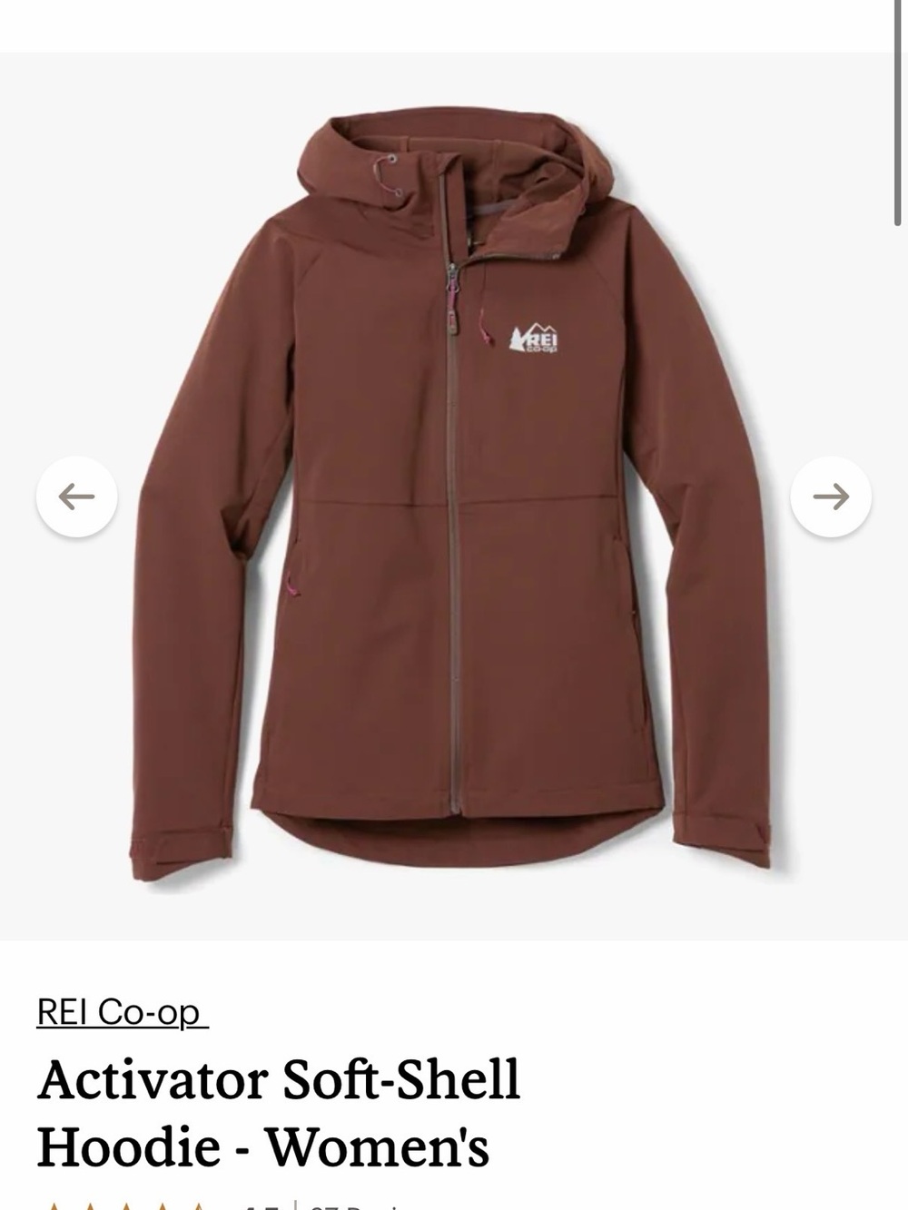 REI Women's Activator Soft‑Shell Hoodie — Brown